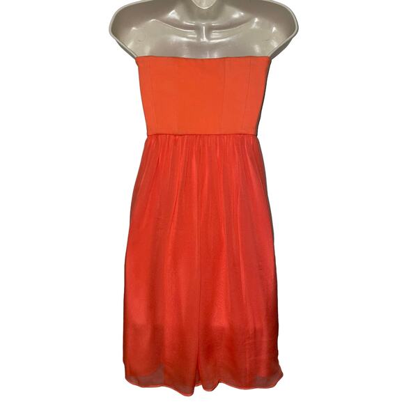 Diane von Furstenberg Asti Silk Chiffon Coral Sweetheart Strapless Dress Size 4 - Picture 7 of 11